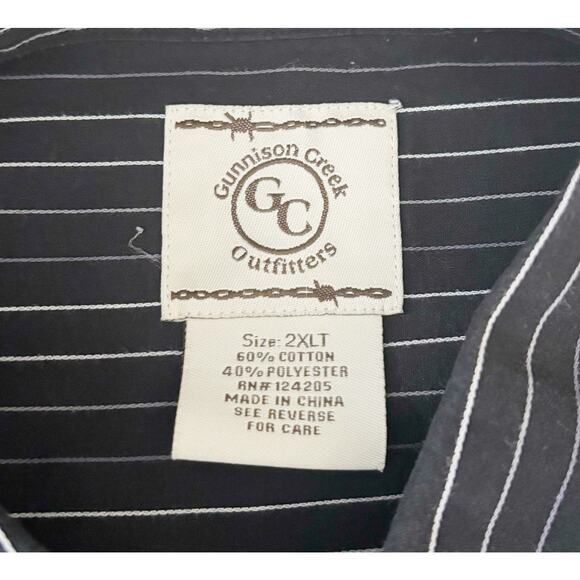 Gunnison Creek Outfitters Black Striped Button-Down Mens Size 2XLT - Picture 3 of 7